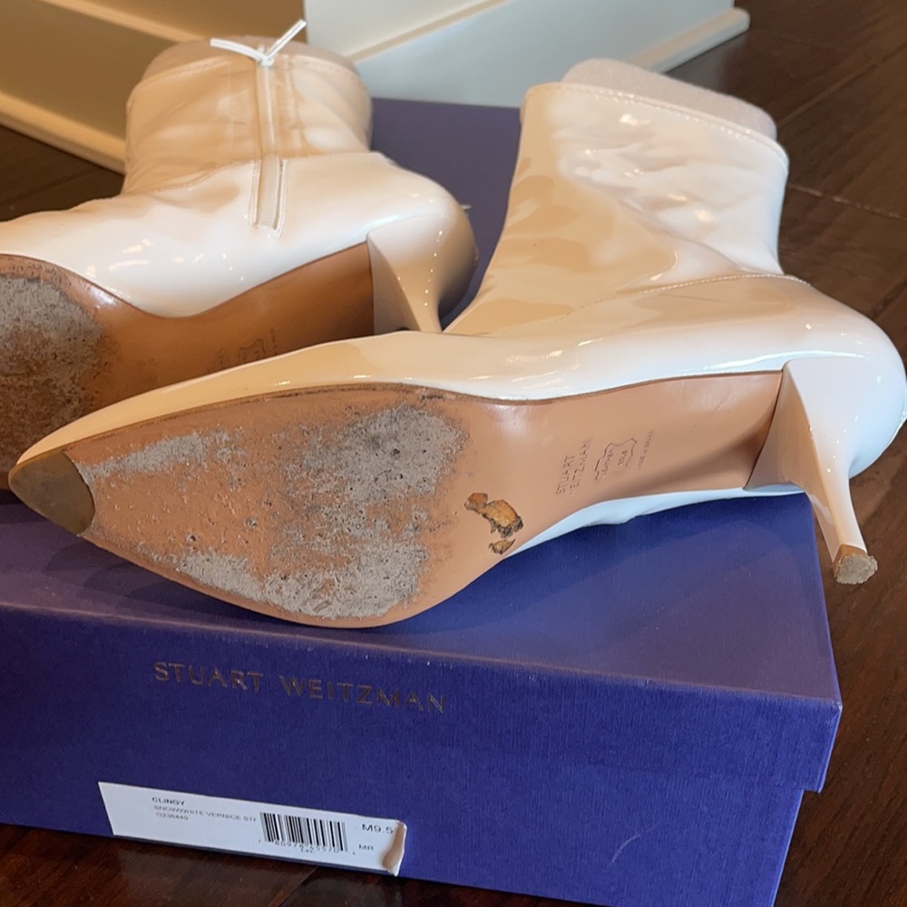 Worn once. Stuart Weitzman clingy boot in white. - Picture 7 of 10